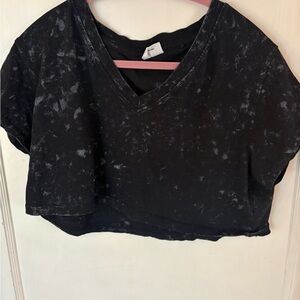 Pop Black and Gray V-Neck Crop Top